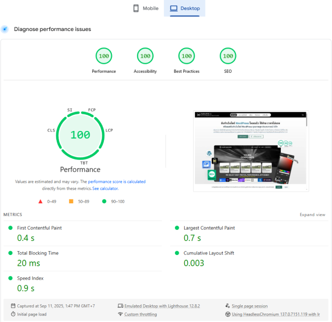 Desktop/PC Pagespeed